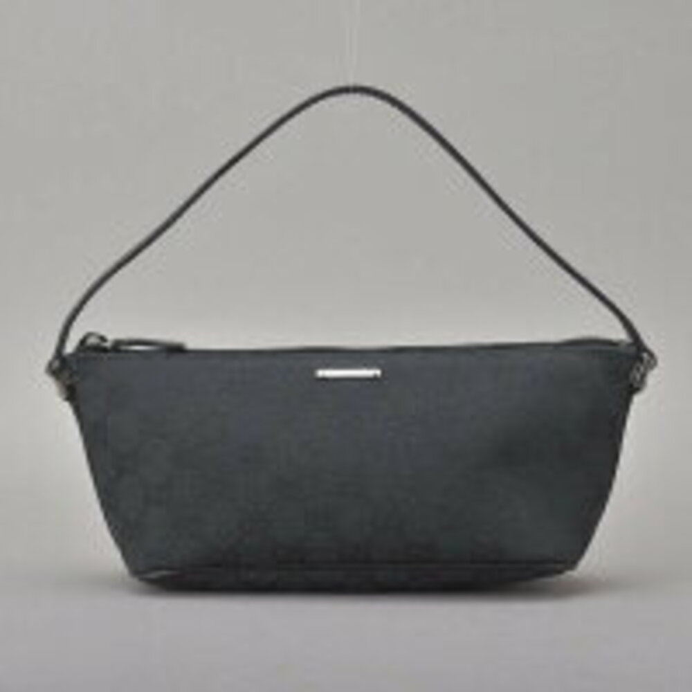 Gucci GG Canvas Accessory Black Leather Handbag Pouch Bag